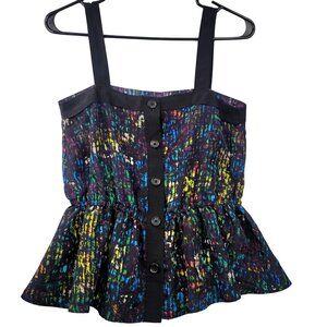 Derek Lam for DesigNation Nightshade Rio De Janeiro Peplum Splatter Top XS